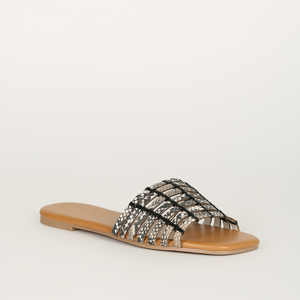 Fiercely Chic - Beige Snake Weaved Sandals - Picture 5 of 8